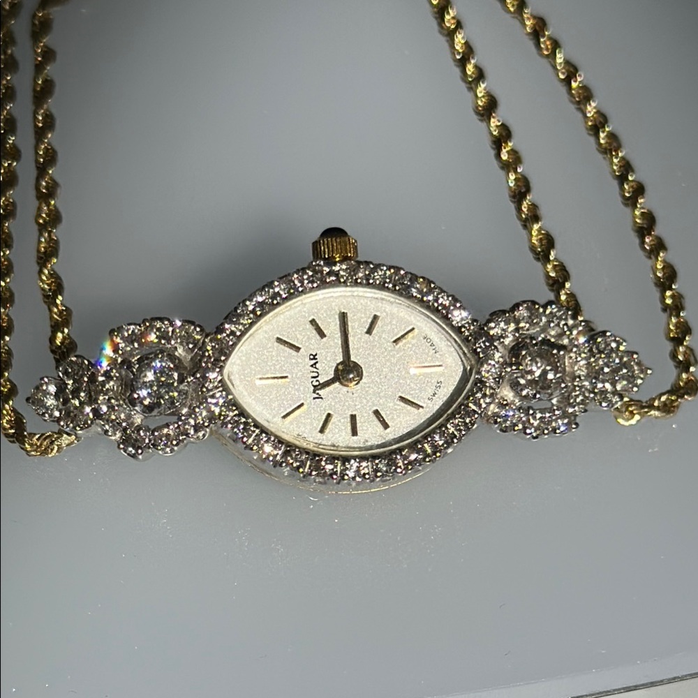 14k real diamonds real solid gold watch